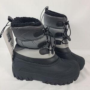 NEW Members Mark Kids Youth Warm Cozy Lining Snow Boots Grey/ Black SZ 4 NWT